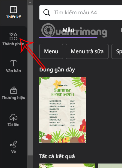 Thành phần trên Canva