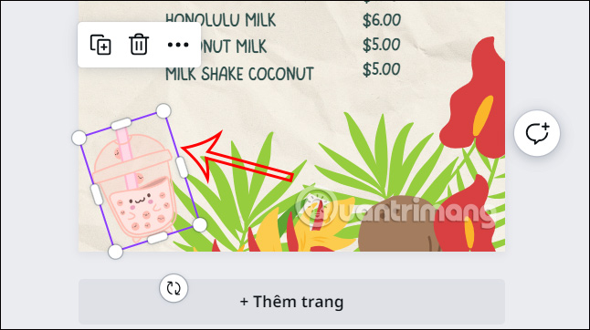 Chèn biểu tượng vào menu trong Canva