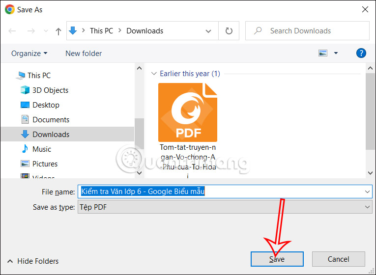 Lưu Google Forms sang PDF