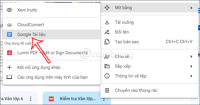 Mở PDF bằng Docs
