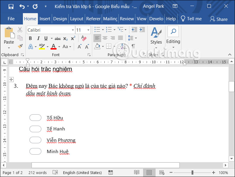 Chỉnh định dạng tài liệu trên Word