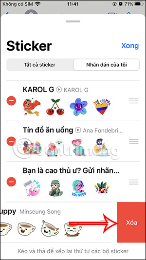Xóa sticker trên WhatsApp
