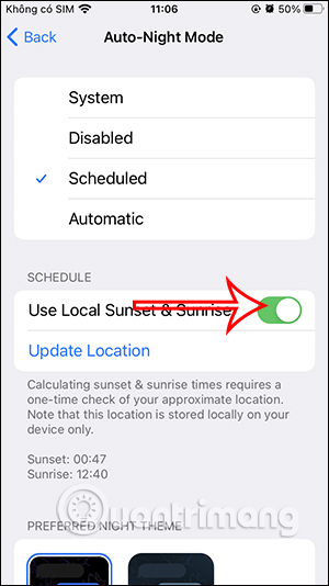Dùng chế độ ban đêm trên Telegram theo lịch trình 