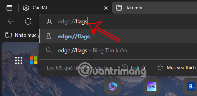 Truy cập edge://flags trên Edge 