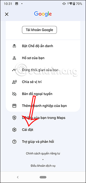 Cài đặt Google Maps