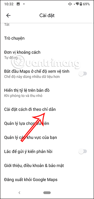 Cài đặt đi theo chỉ dẫn trên Google Maps