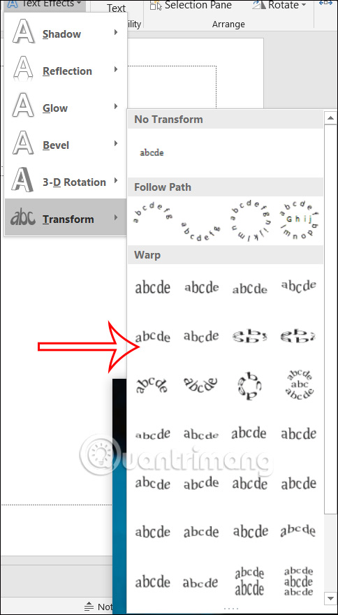 Chọn uốn cong chữ trong PowerPoint