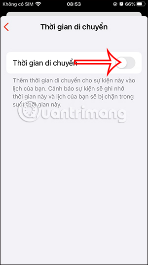 Bật thời gian di chuyển cho sự kiện