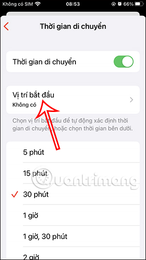 Vị trí bắt đầu