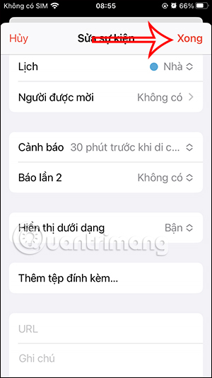 Lưu sự kiện thêm thời gian dic huyển