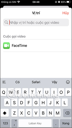 Tìm kiếm vị trí thêm vào sự kiện Lịch iPhone