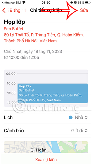 Sửa sự kiện trong Lịch iPhone