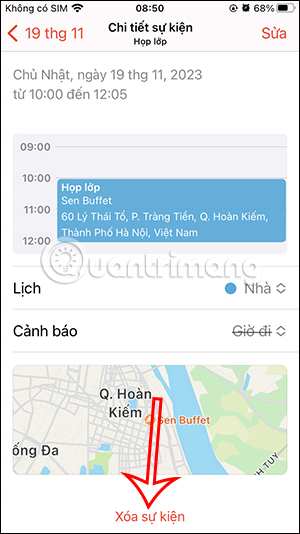 Xóa sự kiện trên iPhone