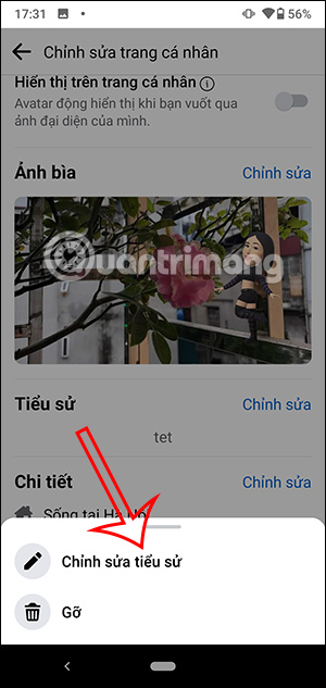 Thêm tiểu sử Facebook mới