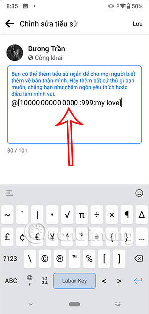 Tag tên người khác vào tiểu sử Facebook