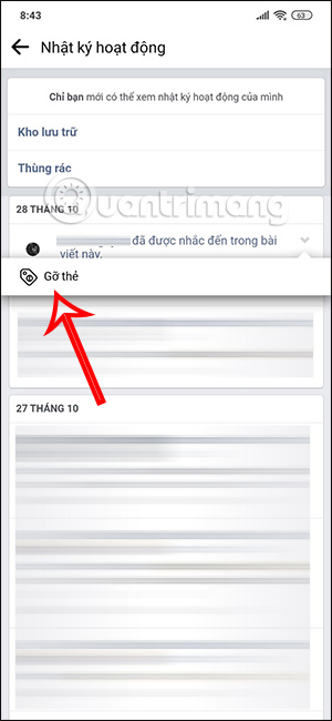 Tùy chọn gỡ tên Facebook khỏi tiểu sử