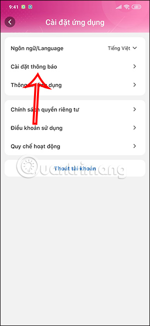 Cài đặt thông báo MoMo