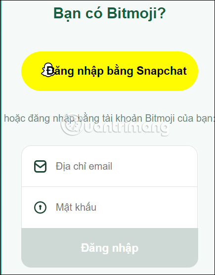 Đăng nhập tài khoản Bitmoji 