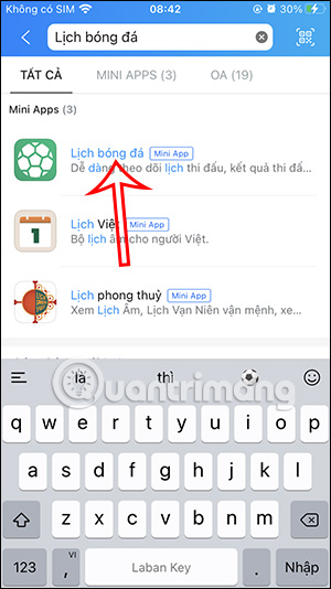 Tiện ích lịch bóng đá trên Zalo