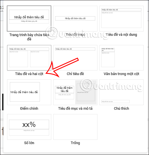 Bố cục 2 cột trong Google Slides