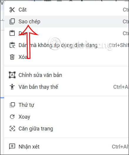 Sao chép khung nội dung Google Slides