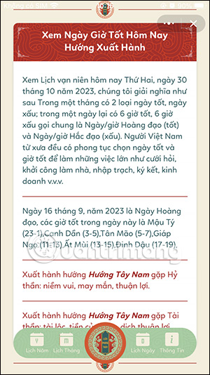 Ngày giờ xuất hành trên Zalo