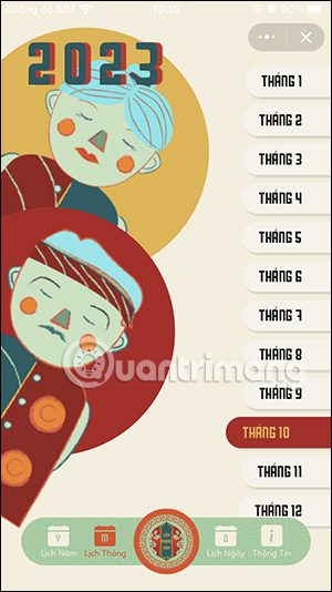 Xem lịch tháng trên Zalo