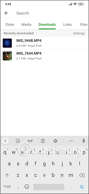 Tập tin tải trên Telegram Android
