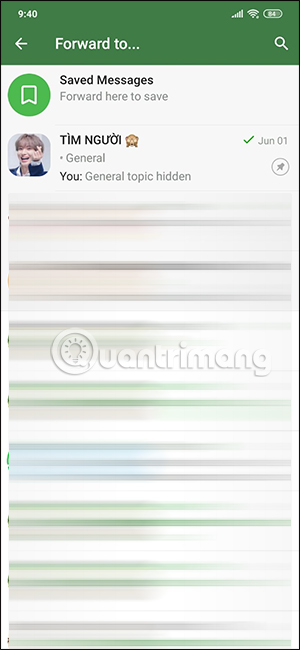 Gửi tập tin chuyển tiếp trên Telegram