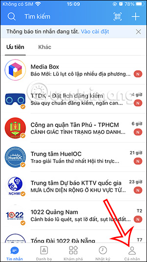 Cá nhân trên Zalo