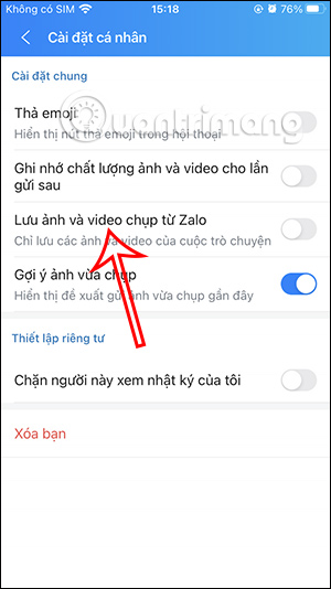 Tắt tự lưu ảnh và video trên Zalo