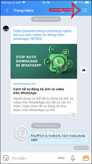 Tùy chỉnh hội thoại trên Zalo
