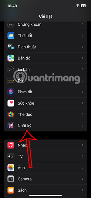 Nhật ký trên iPhone