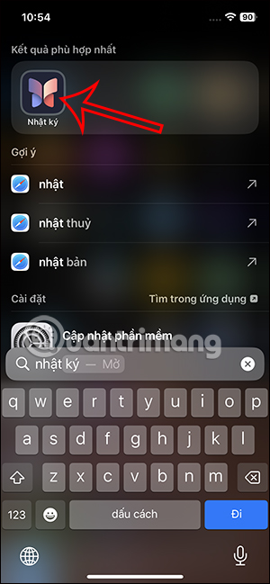 Tìm kiếm Nhật ký trên iPhone