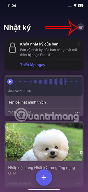 Bộ lọc nhật ký trên iPhone