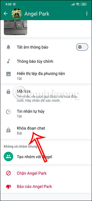 Khóa đoạn chat WhatsApp