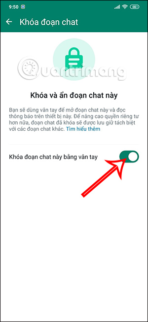 Tắt khóa đoạn chat WhatsApp