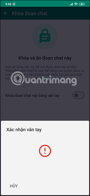 Nhập dấu vân tay xác nhận