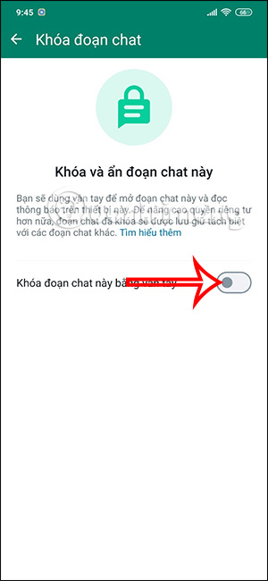 Bật khóa đoạn chat WhatsApp