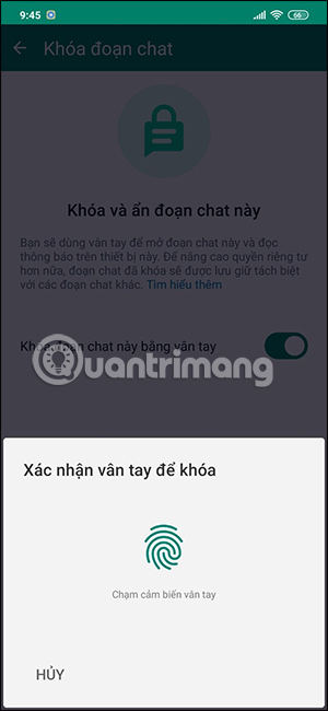 Xác nhận dấu vân tay khóa đoạn chat Cách lưu trữ tin nhắn trên WhatsApp