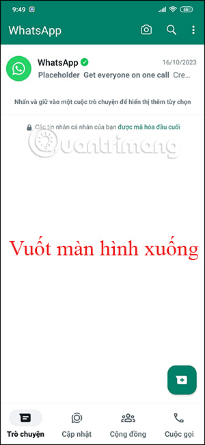 Vuốt màn hình WhatsApp