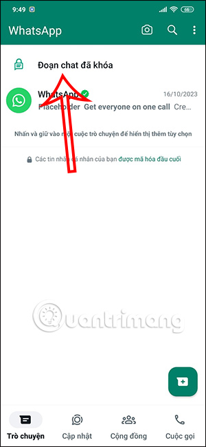 Đoạn chat đã khóa trên WhatsApp