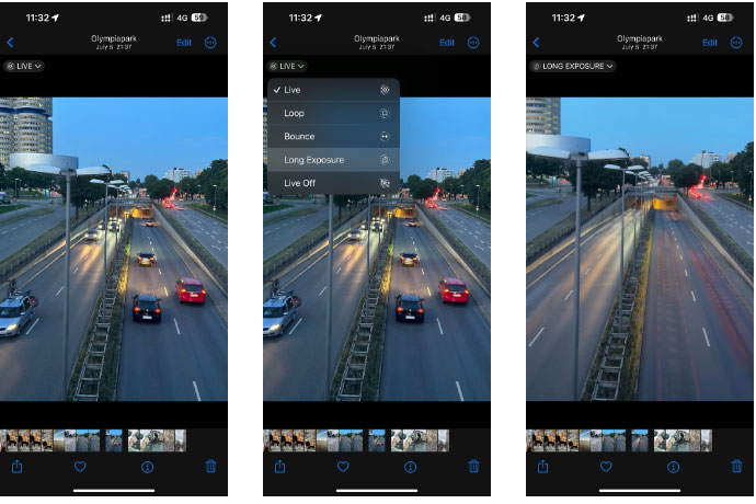 Live Photo với hiệu ứng phơi sáng lâu trong ứng dụng Ảnh của iPhone