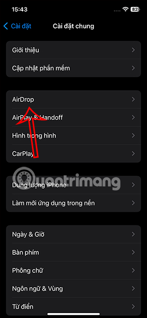 Chỉnh AirDrop trên iPhone