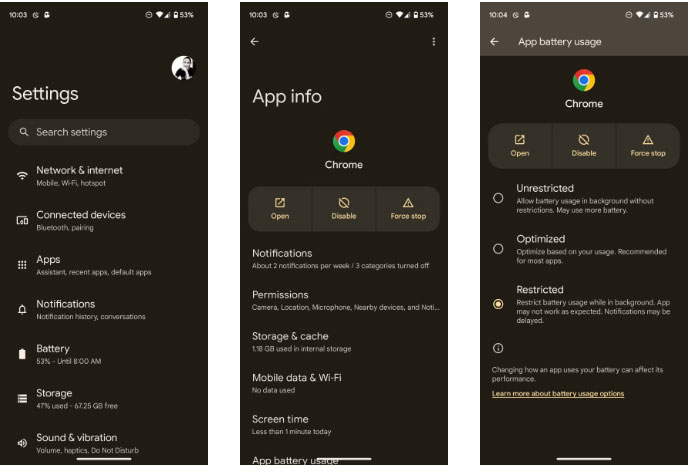 Điều chỉnh cài đặt sử dụng pin của Chrome trên Android