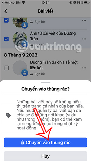 Xóa ảnh trên Facebook điện thoại