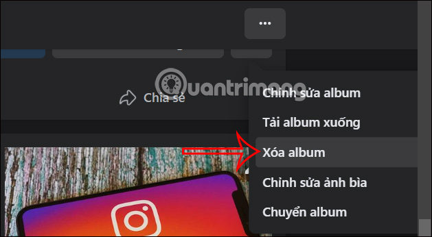 Xóa album ảnh Facebook máy tính