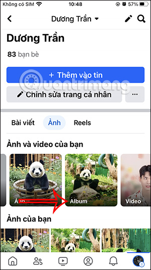 Album ảnh Facebook trên điện thoại