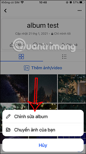 Chỉnh sửa album ảnh Facebook