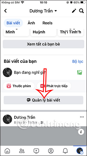 Quản lý bài viết Facebook điện thoại